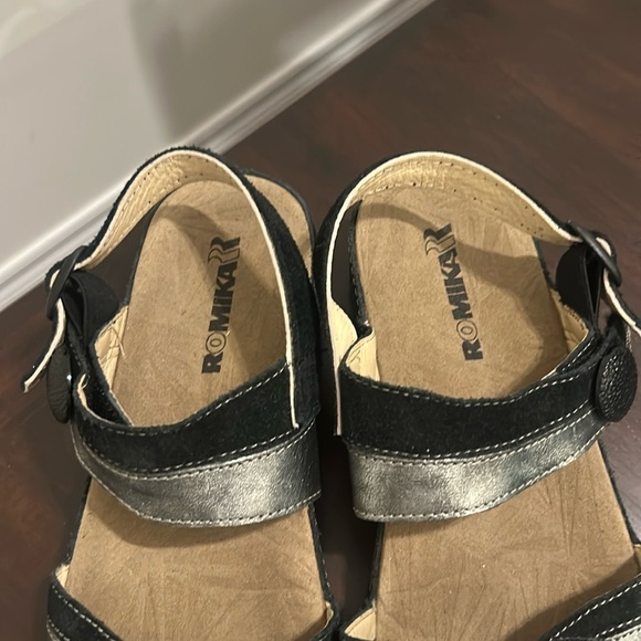 Romika Black & Silver Leather Comfort Walking Strappy Sandals EU Size 38 - Picture 15 of 16